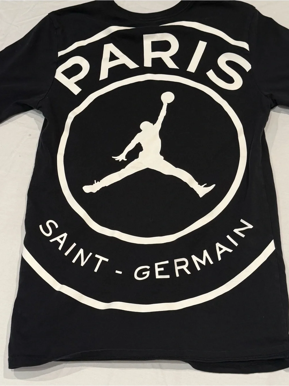 Air Jordan Paris Saint Germain Mens White T-Shirt Graphic Tee Size S Logo PSG